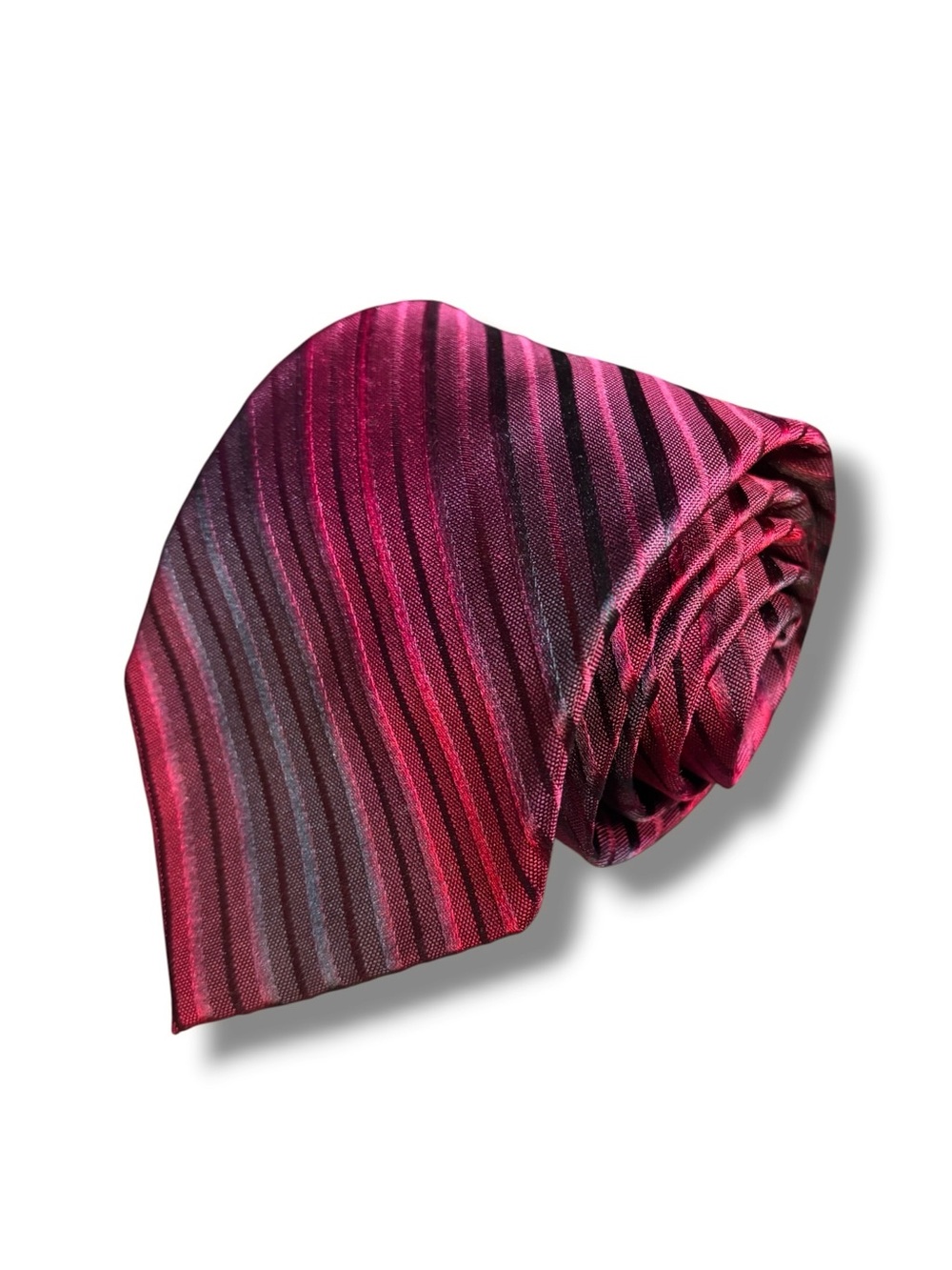 CALVIN KLEIN Red & Black Ombré Diagonal Stripe Silk Tie NEW